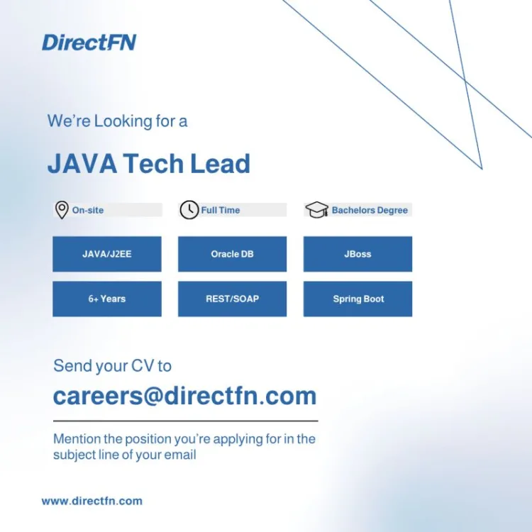 Job poster for Java Tech Lead