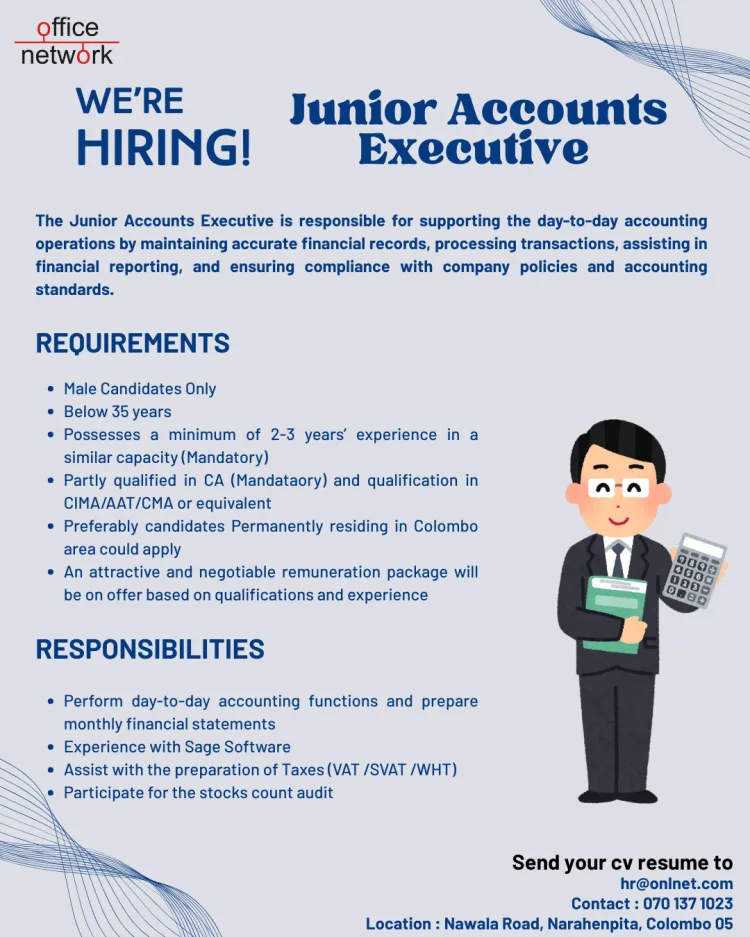 Job poster for Junior Accounts Executive