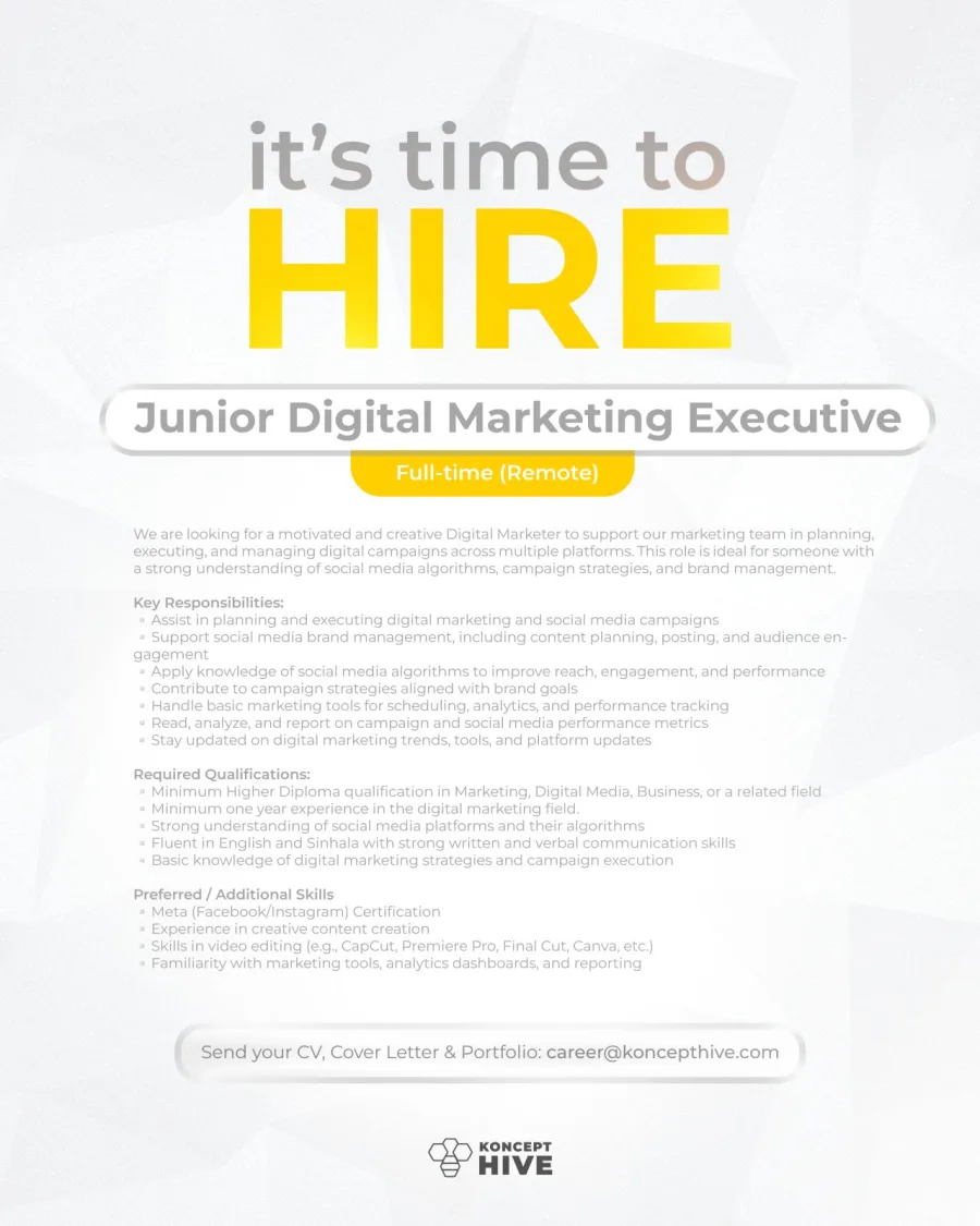 Job poster for Junior Digital Marketing Executive