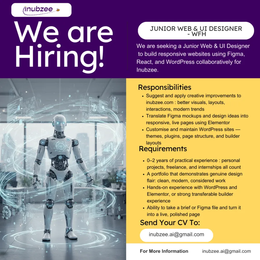 Job poster for Junior Web & UI Designer
