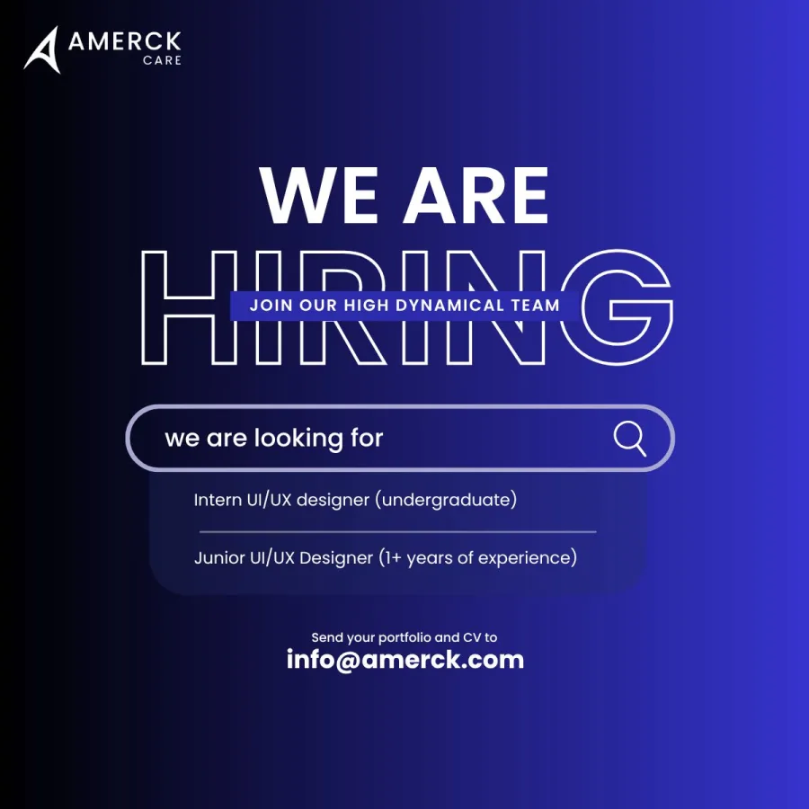 Job poster for Junior / Intern UI/UX Designer