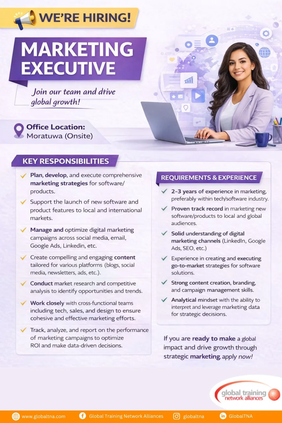 Job poster for Marketing Executive