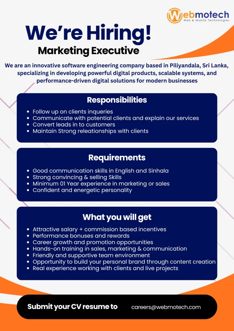 Job poster for Marketing Executive