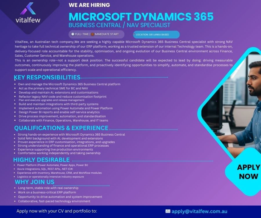 Microsoft Dynamics 365 Business Central specialist - ITPro.lk