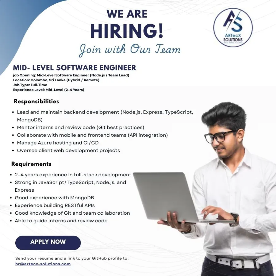 Job poster for Mid-Level Software Engineer