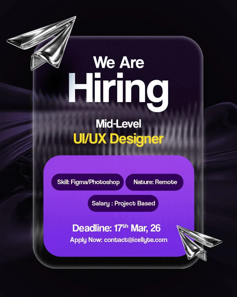 Job poster for Mid-Level UI/UX Designer
