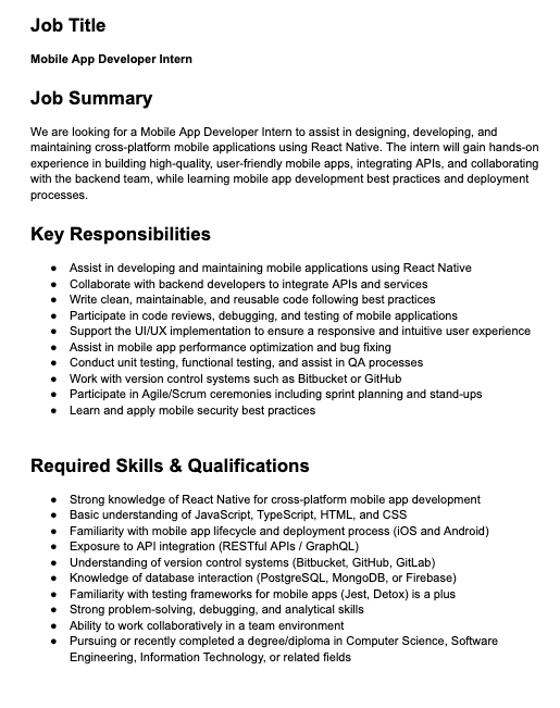 Mobile App Developer Intern - ITPro.lk