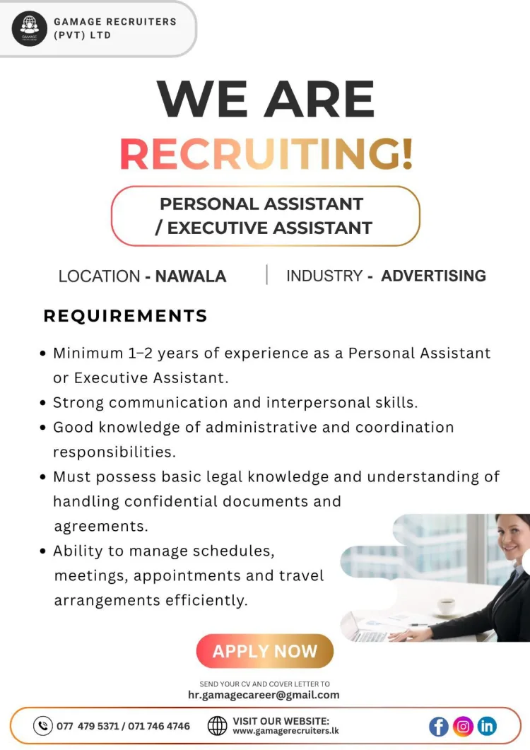 Job poster for Personal Assistant/ Executive Assistant