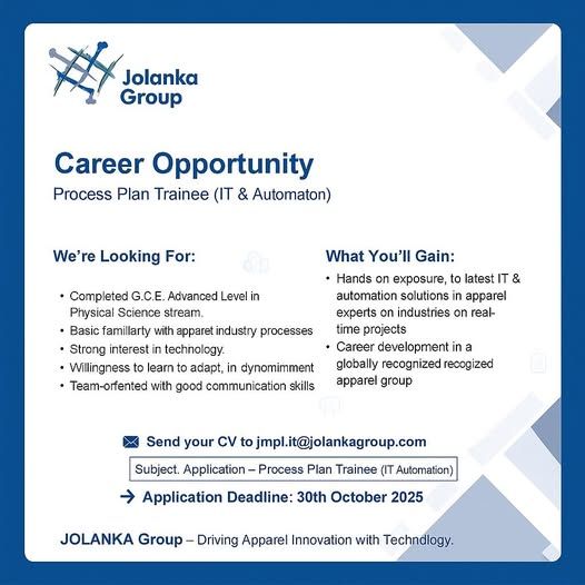 Process Plan Trainee (IT & Automation) - ITPro.lk
