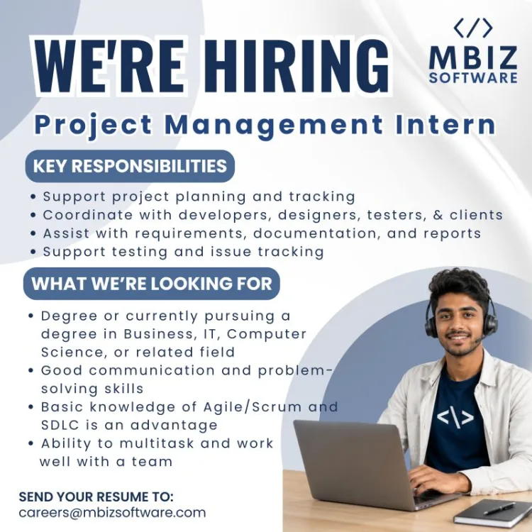 Job poster for Project Management Intern