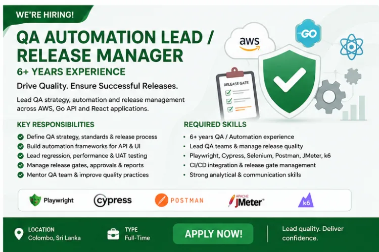 Job poster for QA Automation Lead / Release Manager