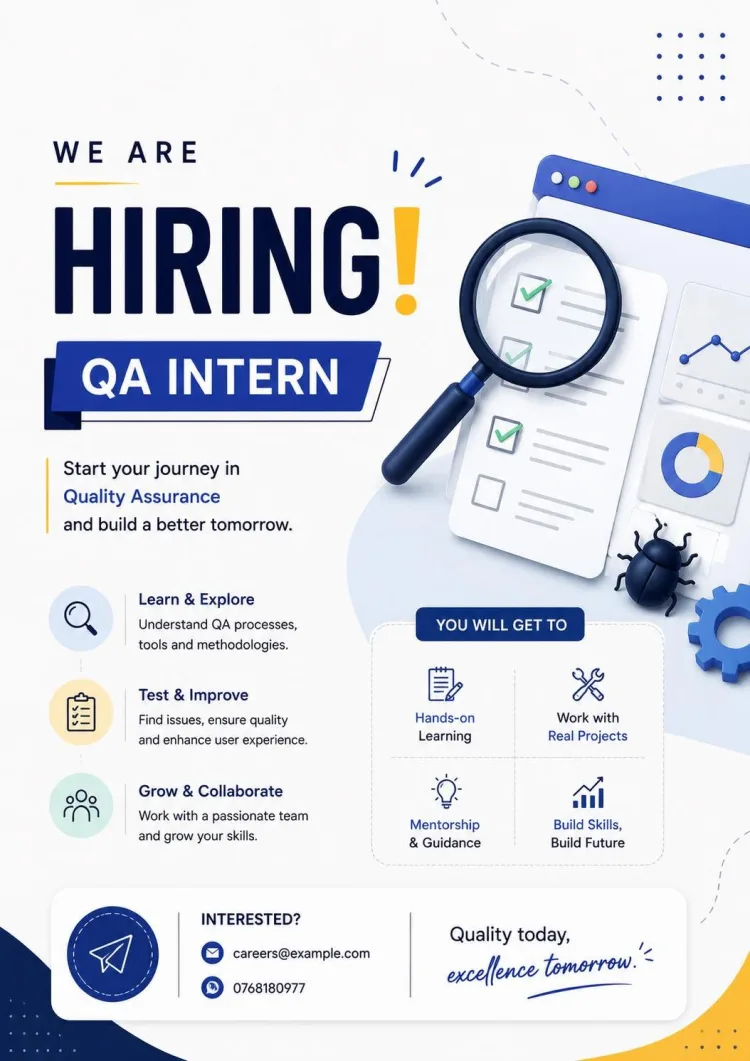 Job poster for QA Intern