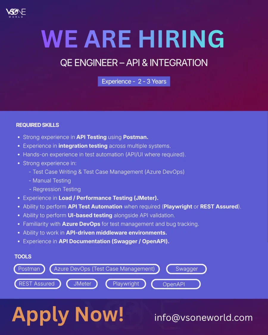 Job poster for QE Engineer - API & Integration
