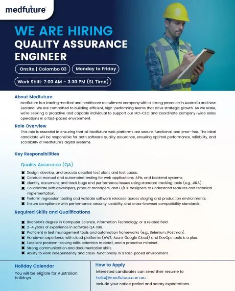 Job poster for Quality Assurance Engineer