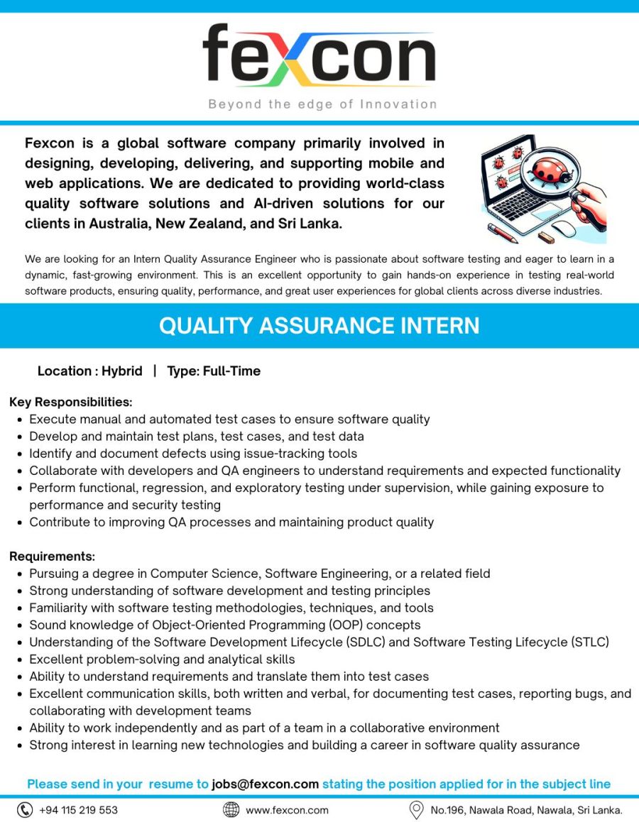 Quality Assurance Intern - ITPro.lk