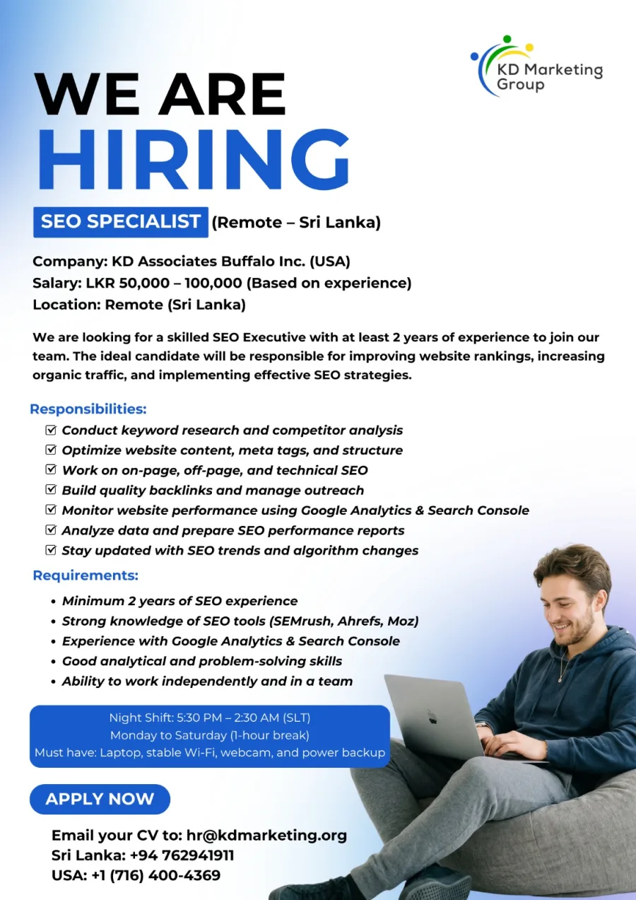 Job poster for SEO Executive (Remote)