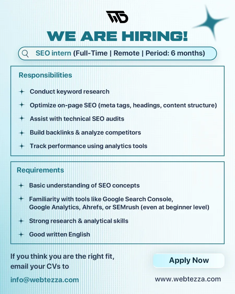 Job poster for SEO Intern