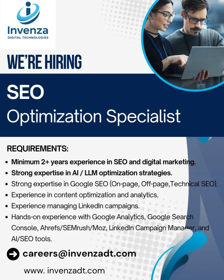 Job poster for SEO Optimization Specialist
