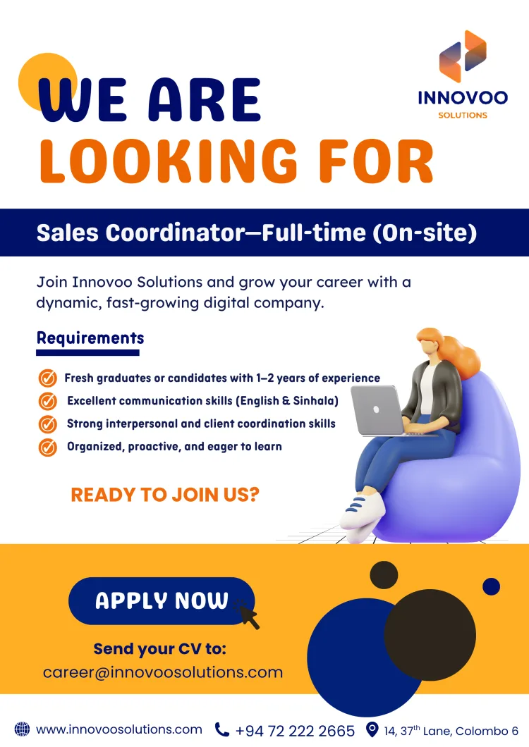 Job poster for Sales Coordinator (On-site)