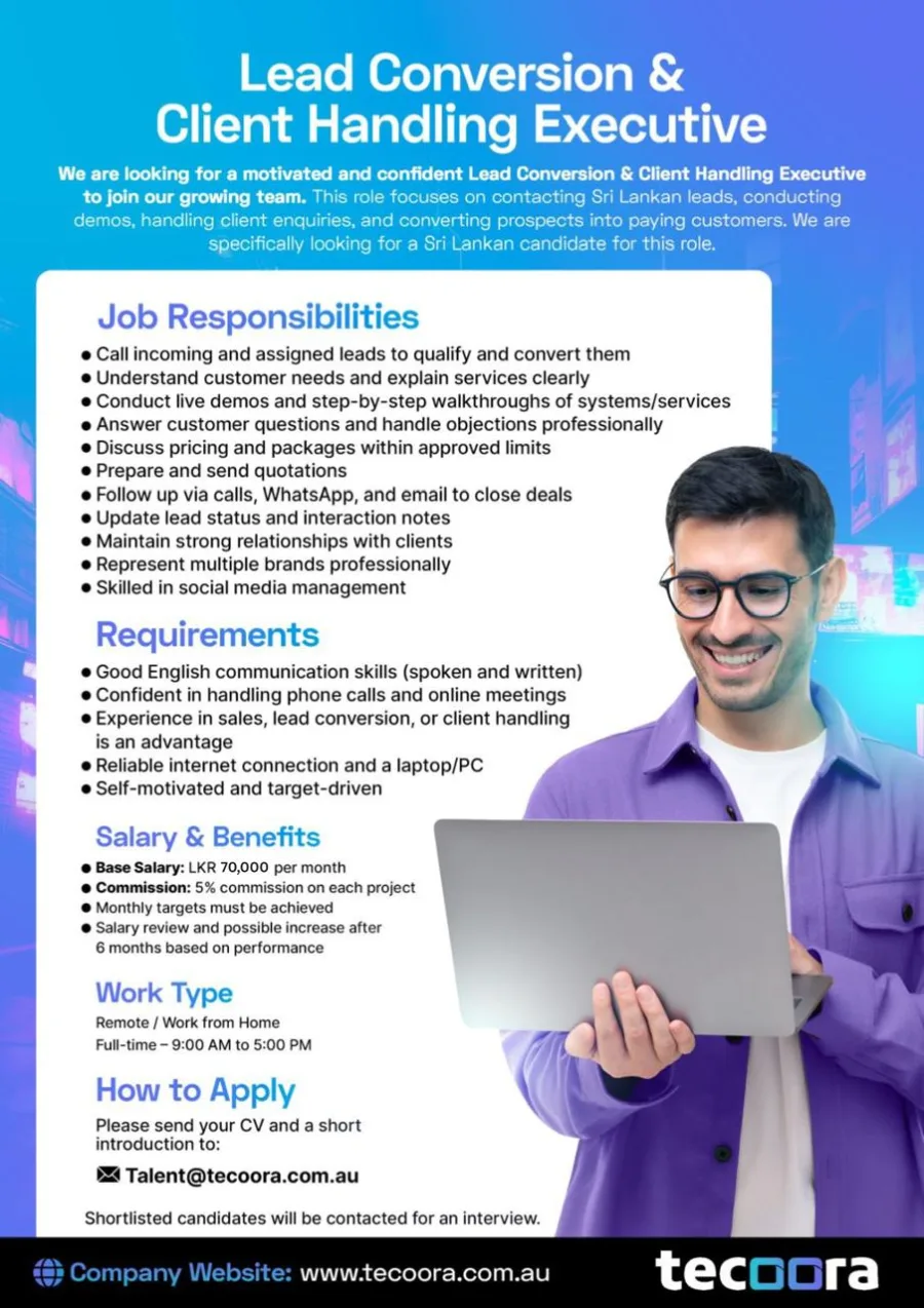 Job poster for Sales Executive