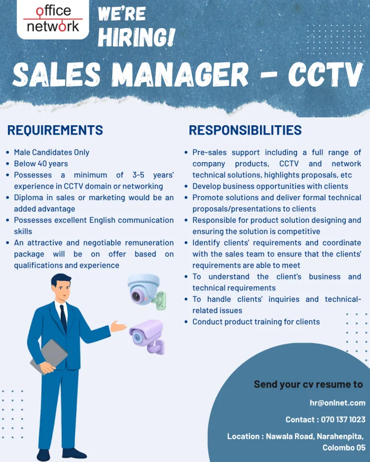 Job poster for Sales Manager - CCTV
