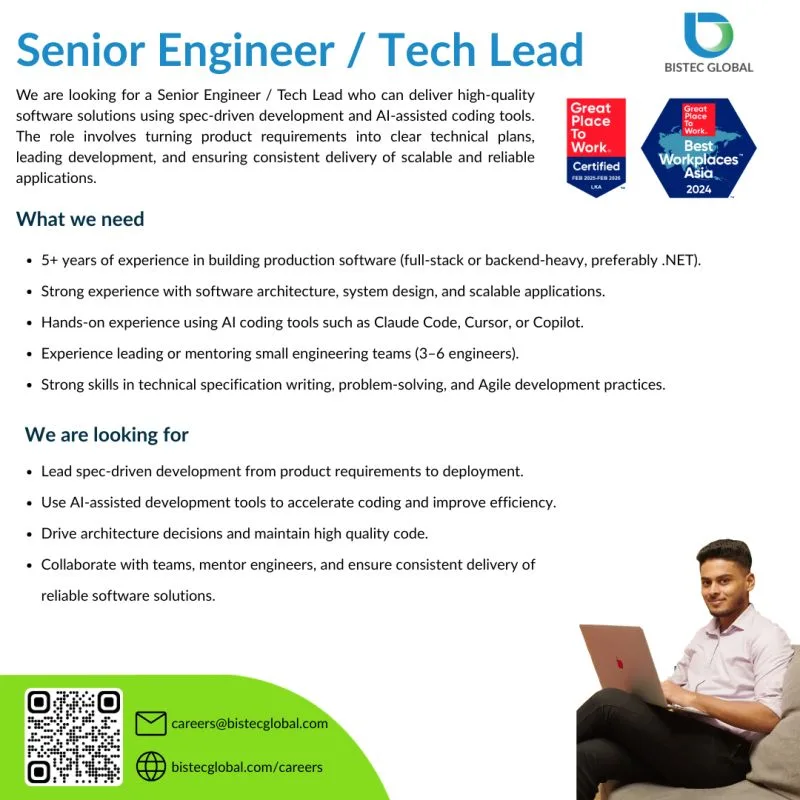 Job poster for Senior Engineer / Tech Lead