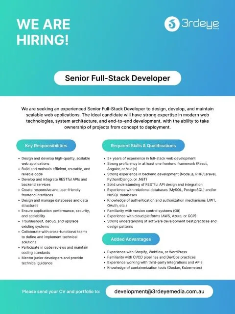Job poster for Senior Full-Stack Developer