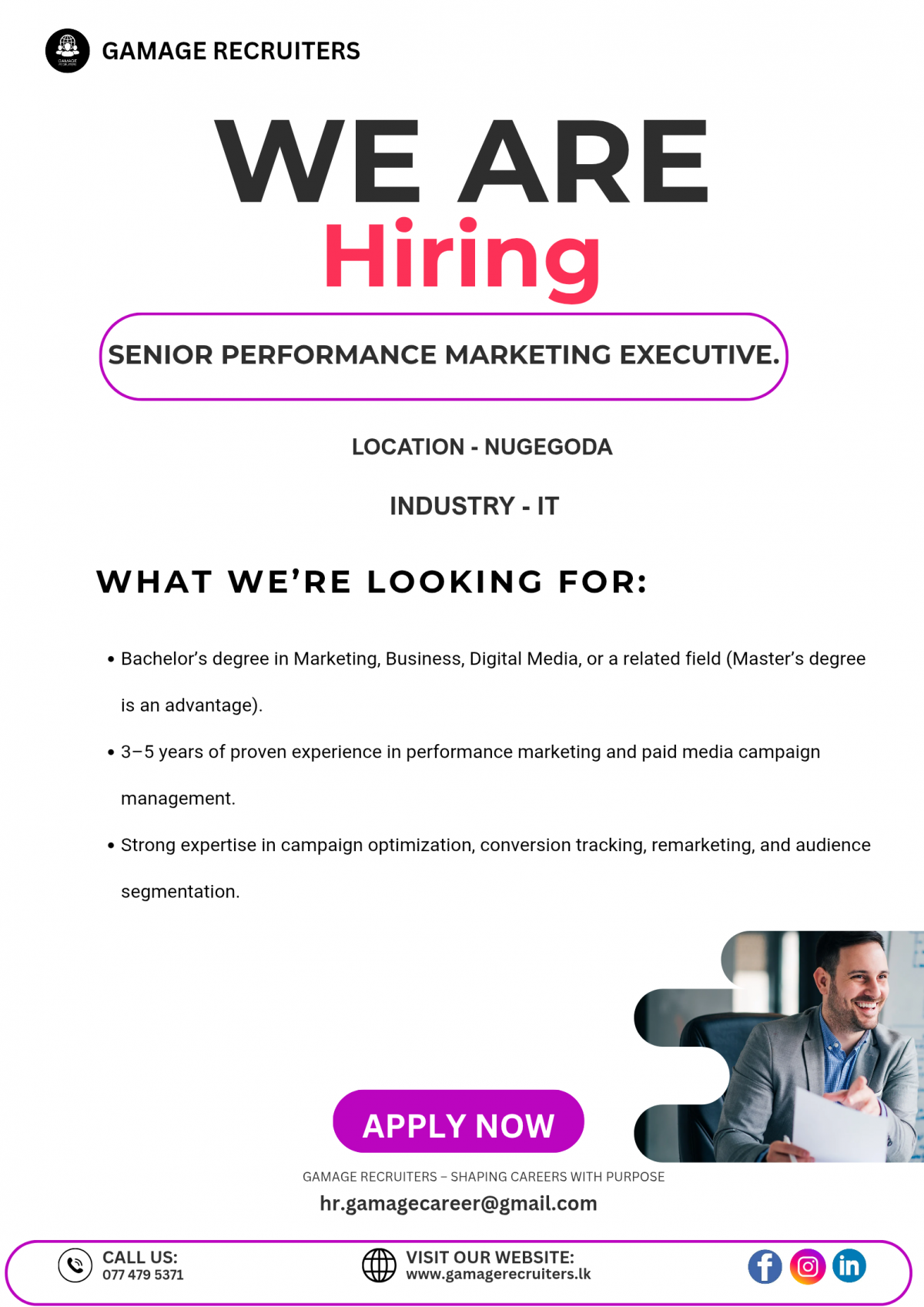 Senior Performance Marketing Executive. - ITPro.lk