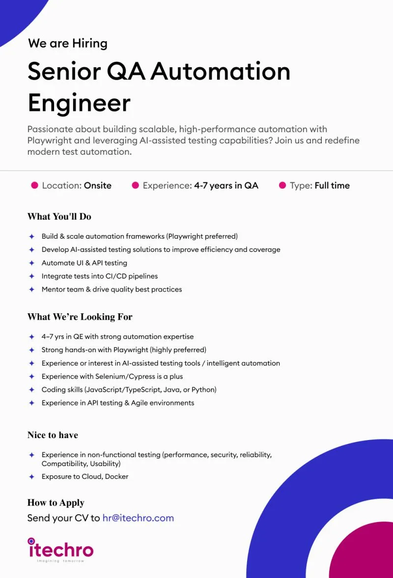 Job poster for Senior QA Automation Engineer