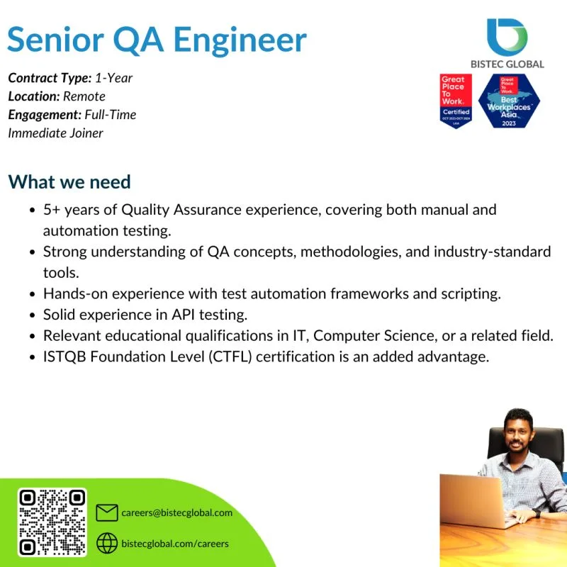 Job poster for Senior QA Engineer