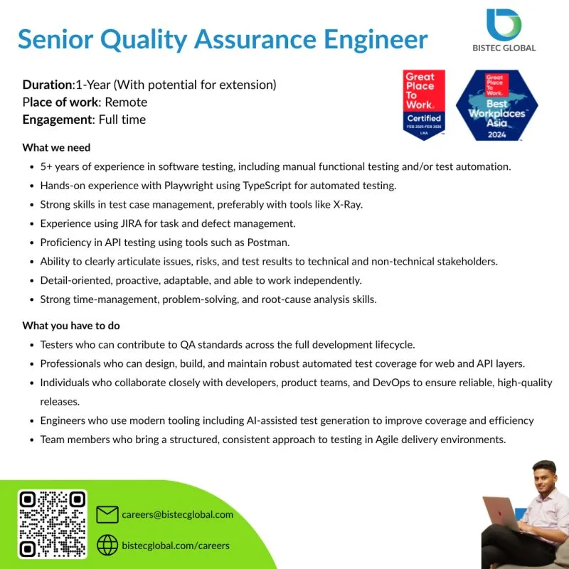 Job poster for Senior Quality Assurance Engineer