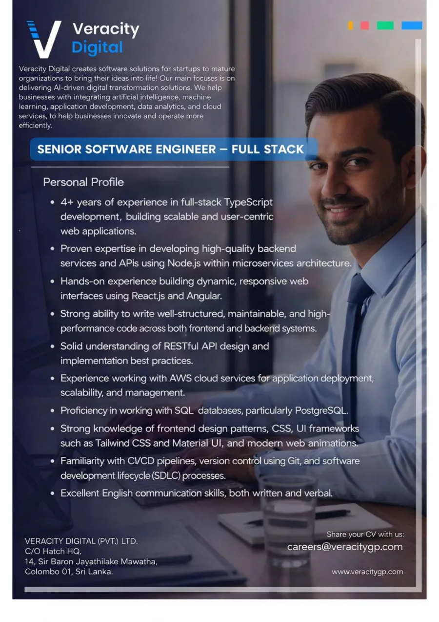 Job poster for Senior Software Engineer - Full Stack