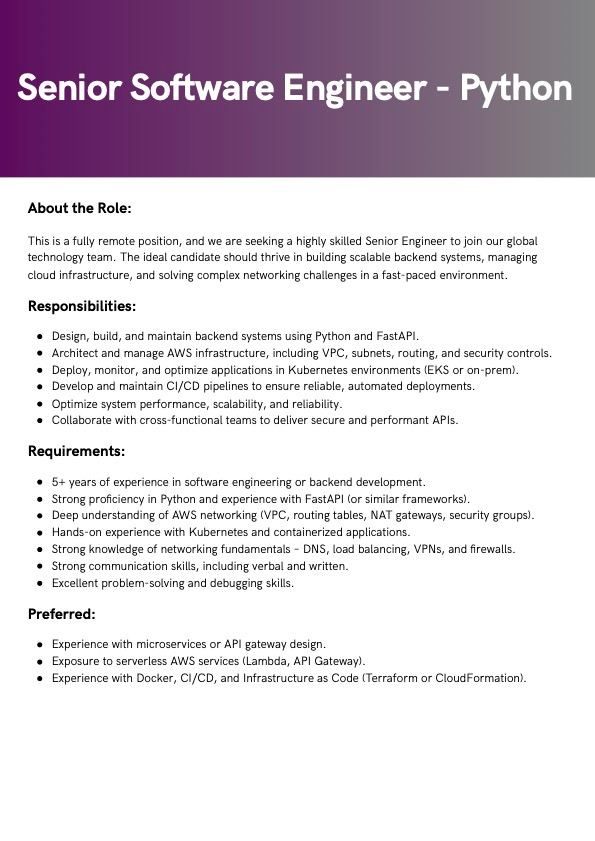 Senior Software Engineer - Python - ITPro.lk