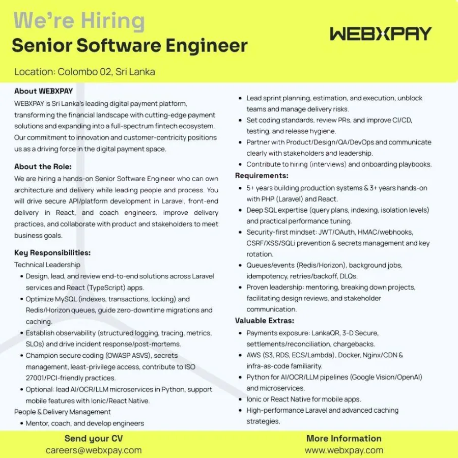 Job poster for Senior Software Engineer