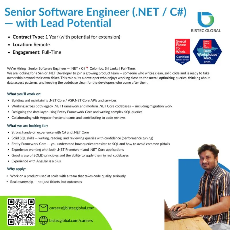 Job poster for Senior Software Engineer (.NET / C#)