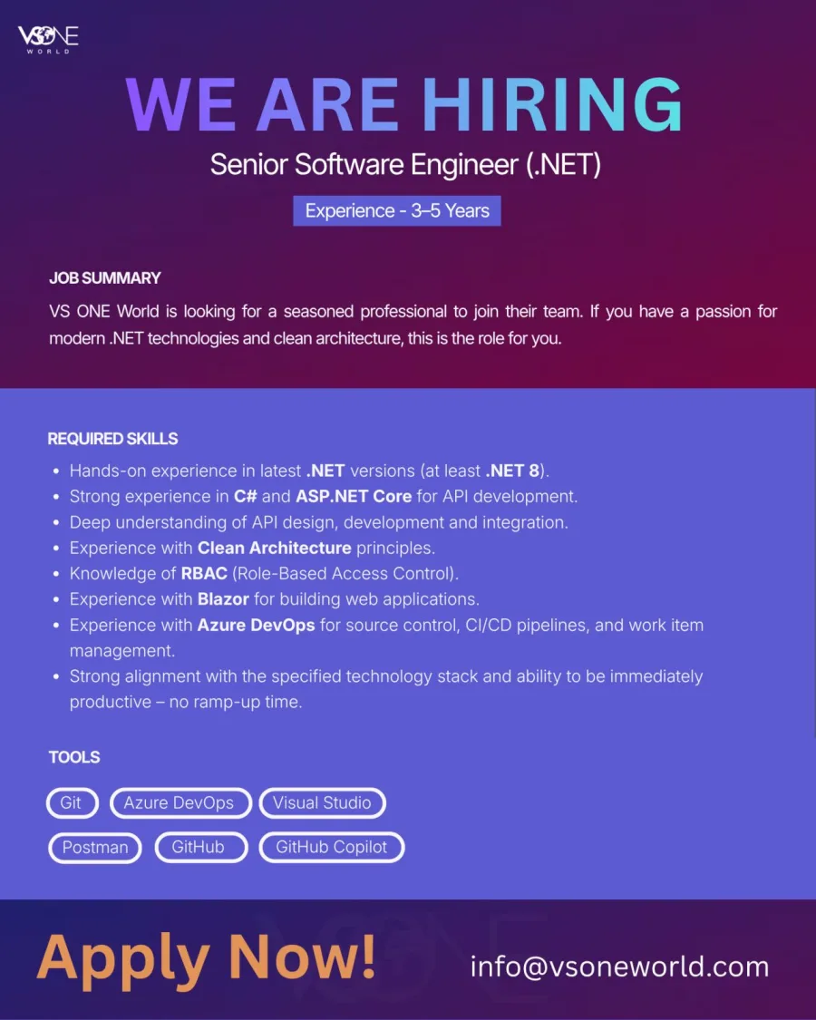 Job poster for Senior Software Engineer – .NET (API & Middleware)