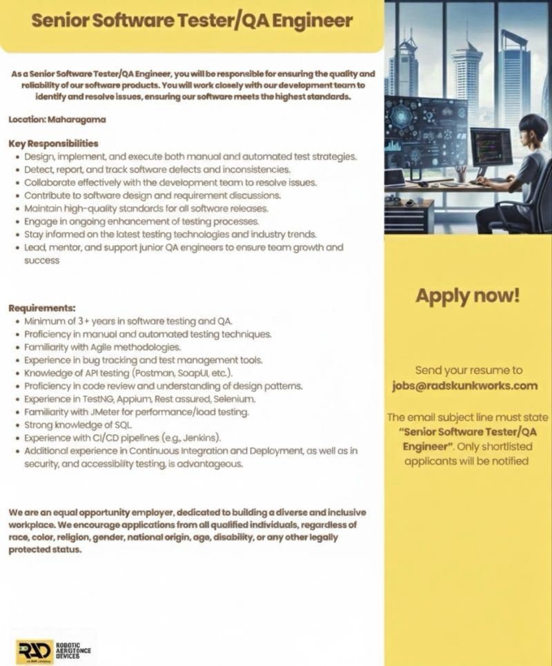 Senior Software Tester/QA Engineer - ITPro.lk