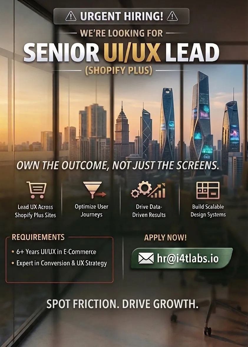 Job poster for Senior UI/UX Lead (Shopify Plus)