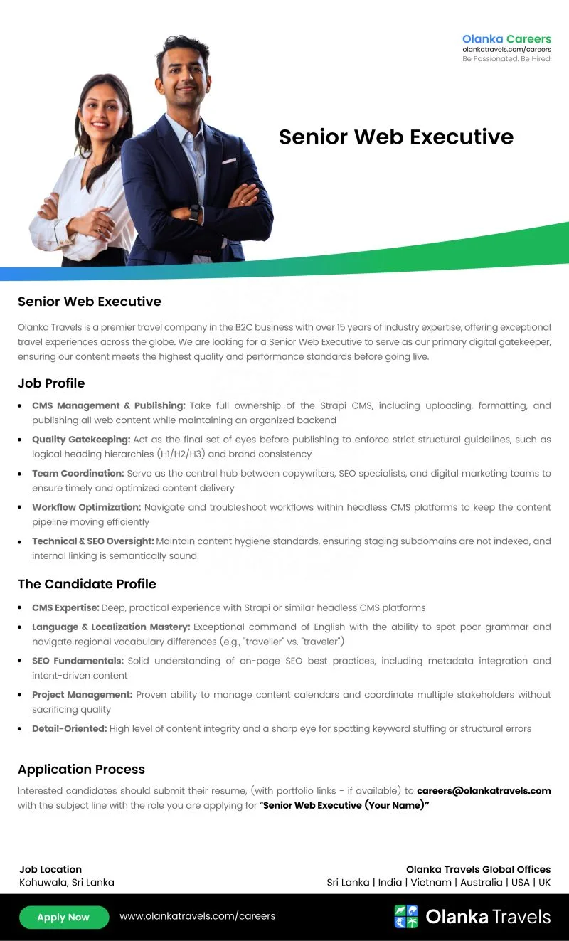 Job poster for Senior Web Executive