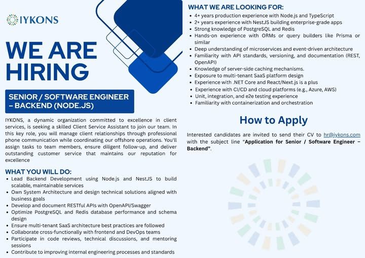 Senior / Software Engineer - Backend - ITPro.lk