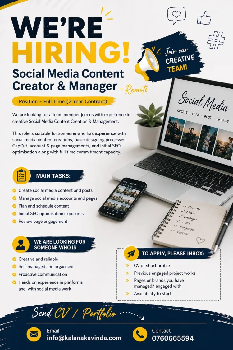 Job poster for Social Media Content Creator