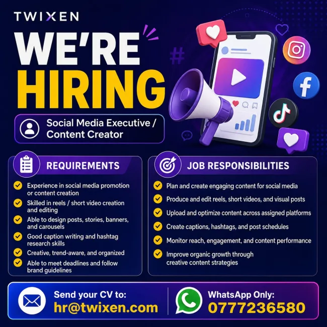 Job poster for Social Media Executive / Content Creator