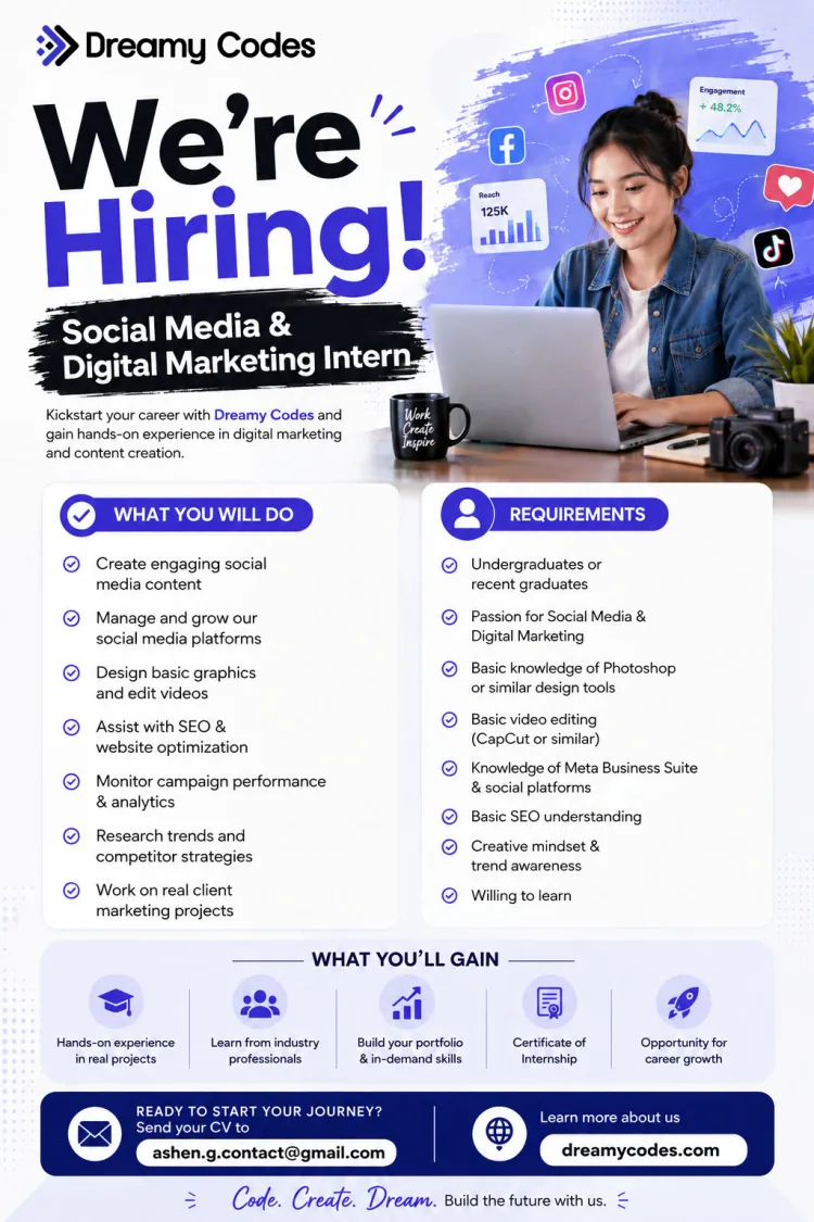 Job poster for Social Media & Digital Marketing Intern