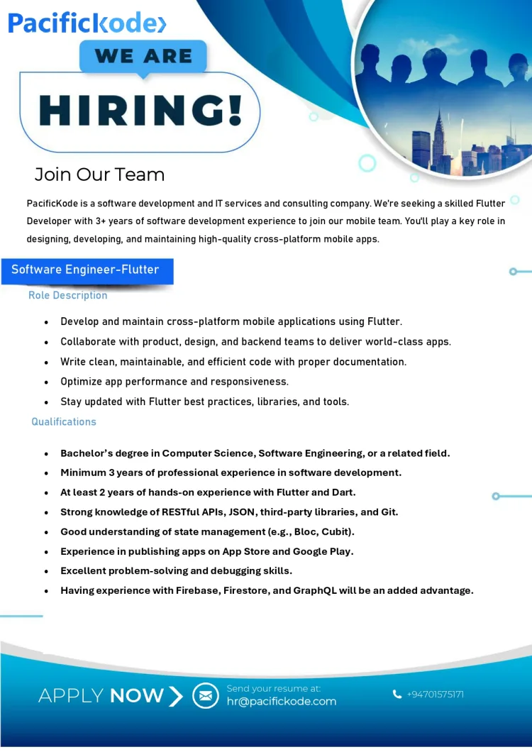 Job poster for Software Engineer - Flutter