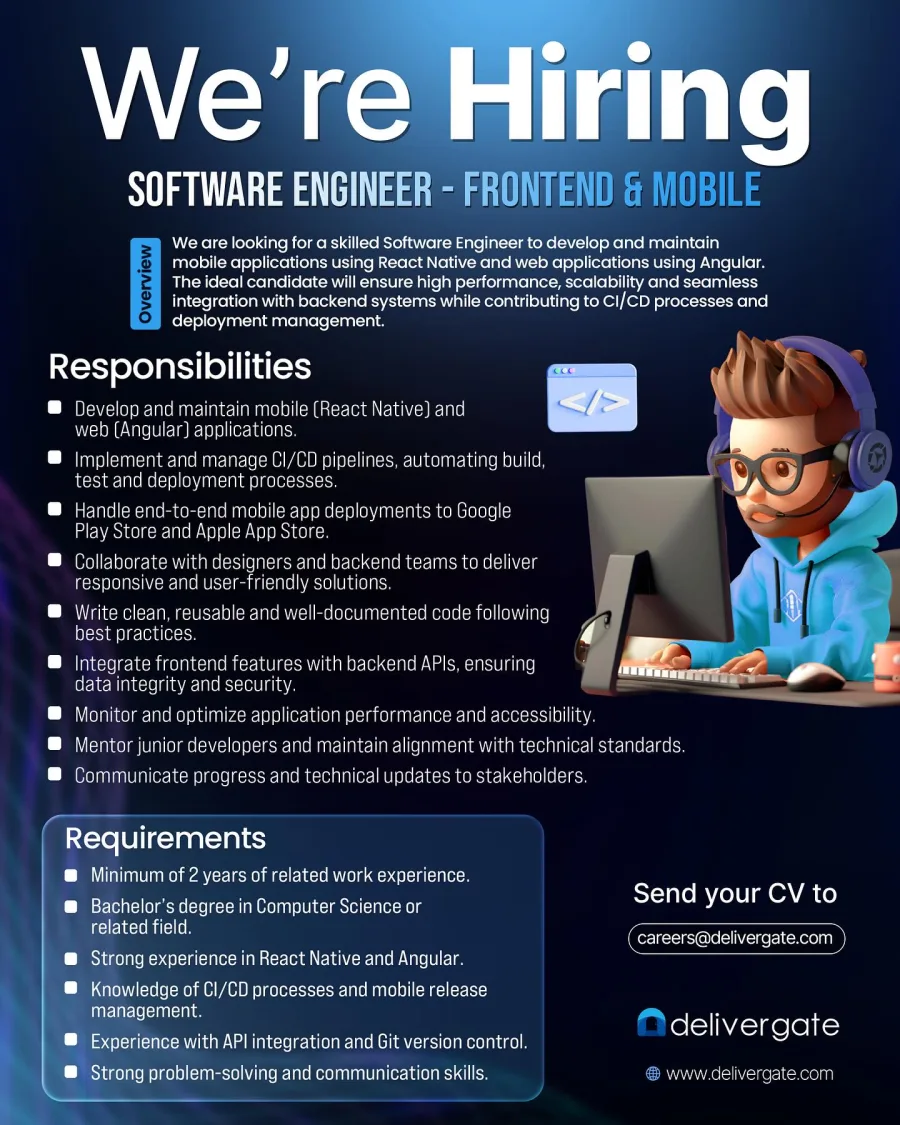 Job poster for Software Engineer - Frontend & Mobile