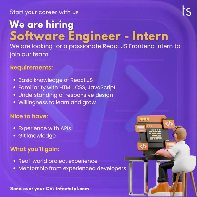 Job poster for Software Engineer - Intern