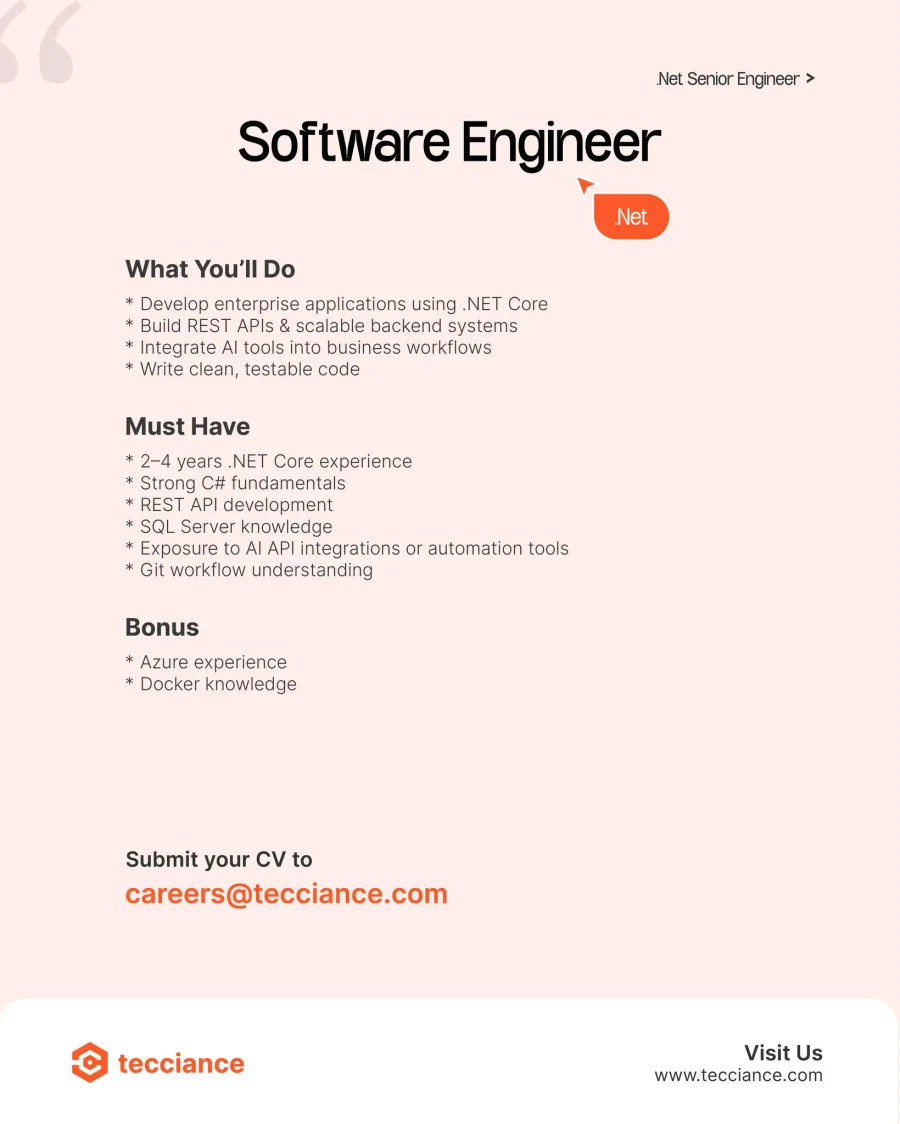 Job poster for Software Engineer - .Net