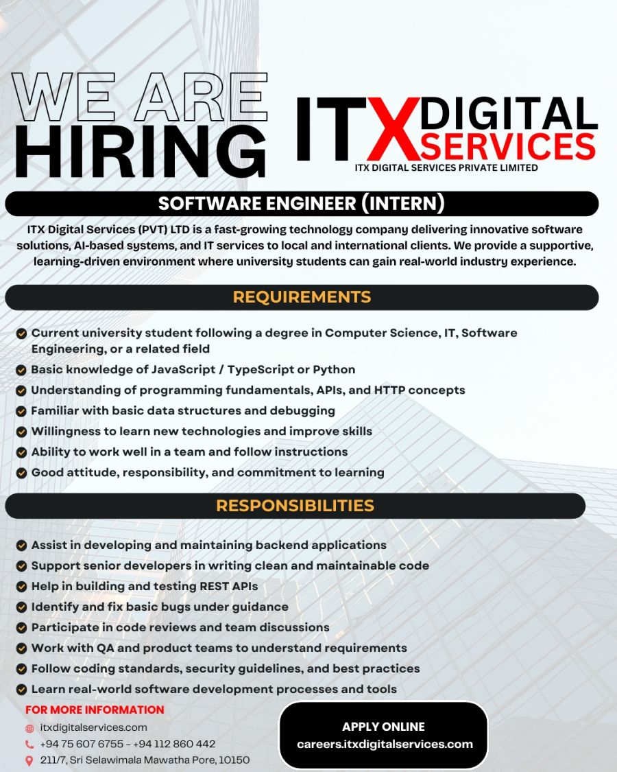 Software Engineer Intern - ITPro.lk
