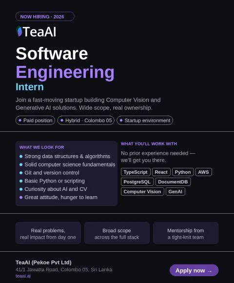 Job poster for Software Engineering Intern