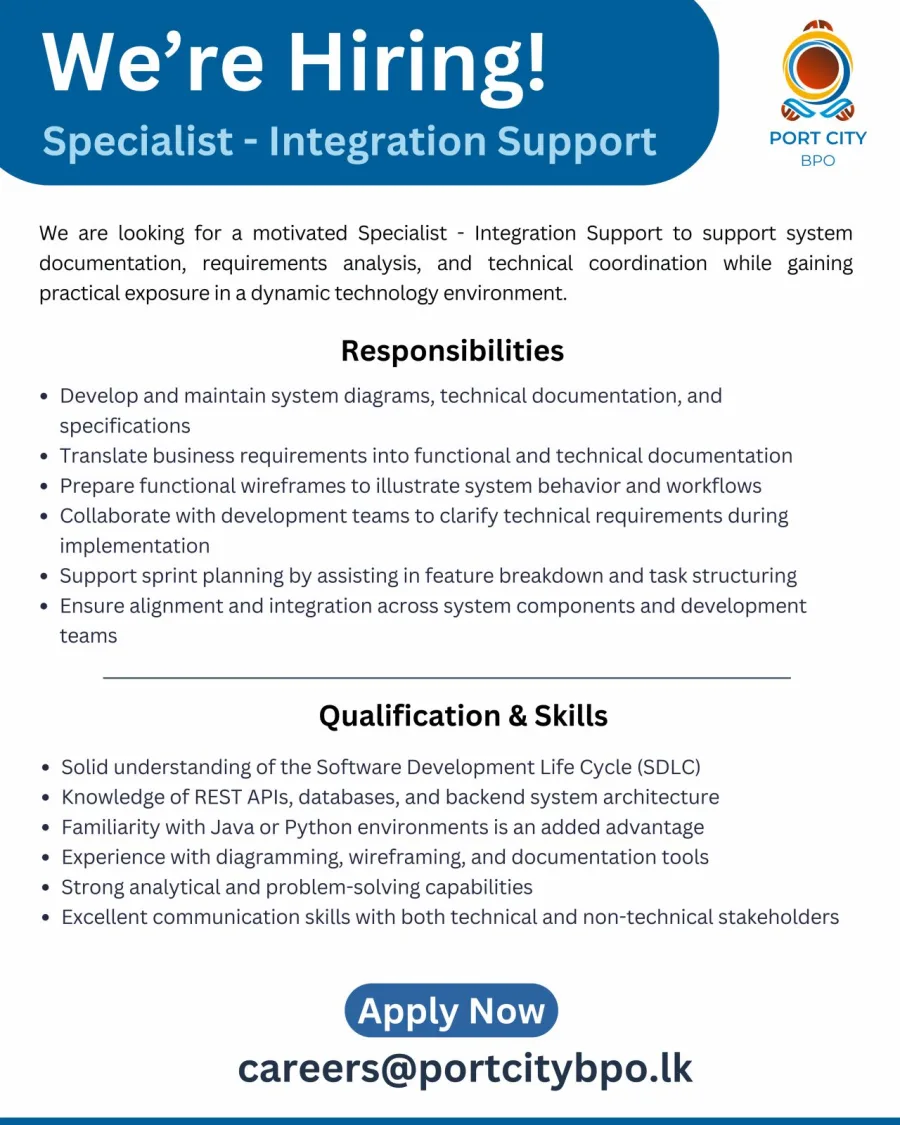 Job poster for Specialist - Integration Support